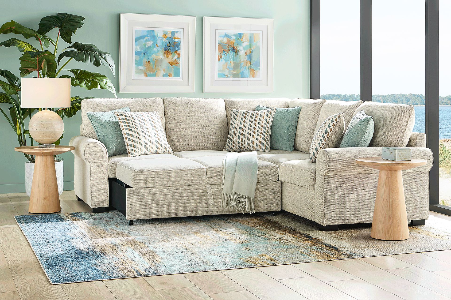 Rivera Cream 2 Pc Sleeper Sectional - Image 3