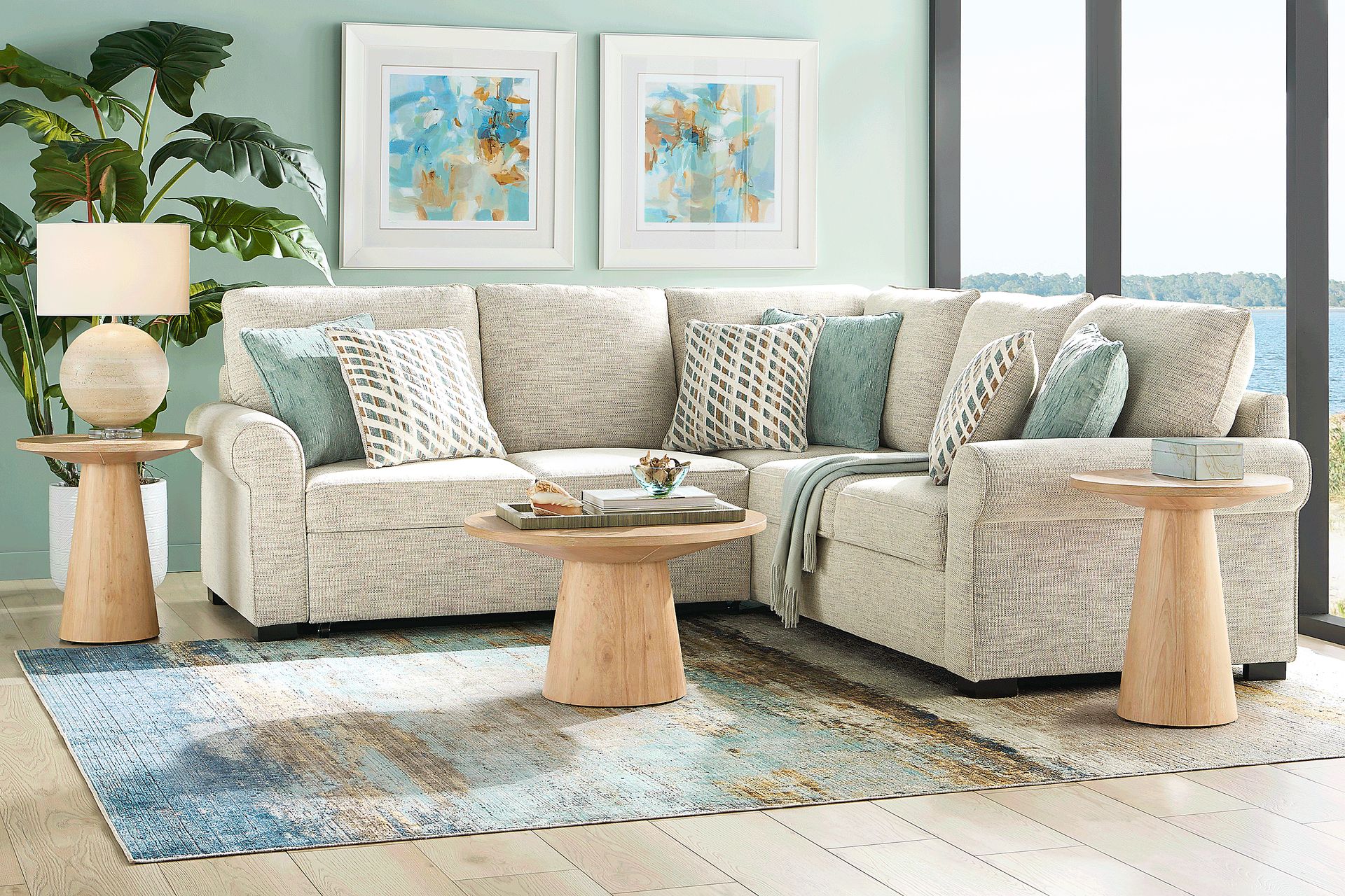 Rivera Cream 2 Pc Sleeper Sectional - Image 2