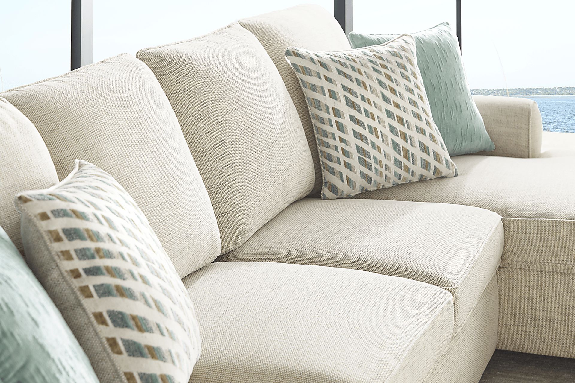 Rivera Cream 3 Pc Sleeper Sectional - Image 7