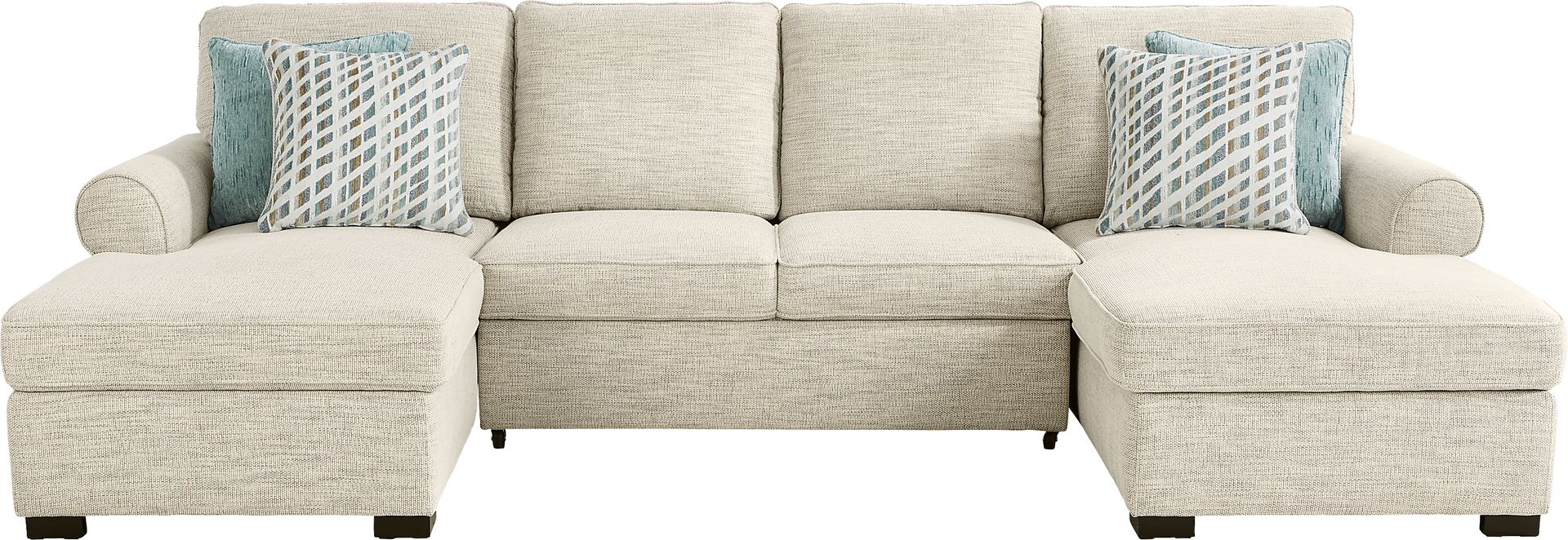 Rivera Cream 3 Pc Sleeper Sectional - Image 1