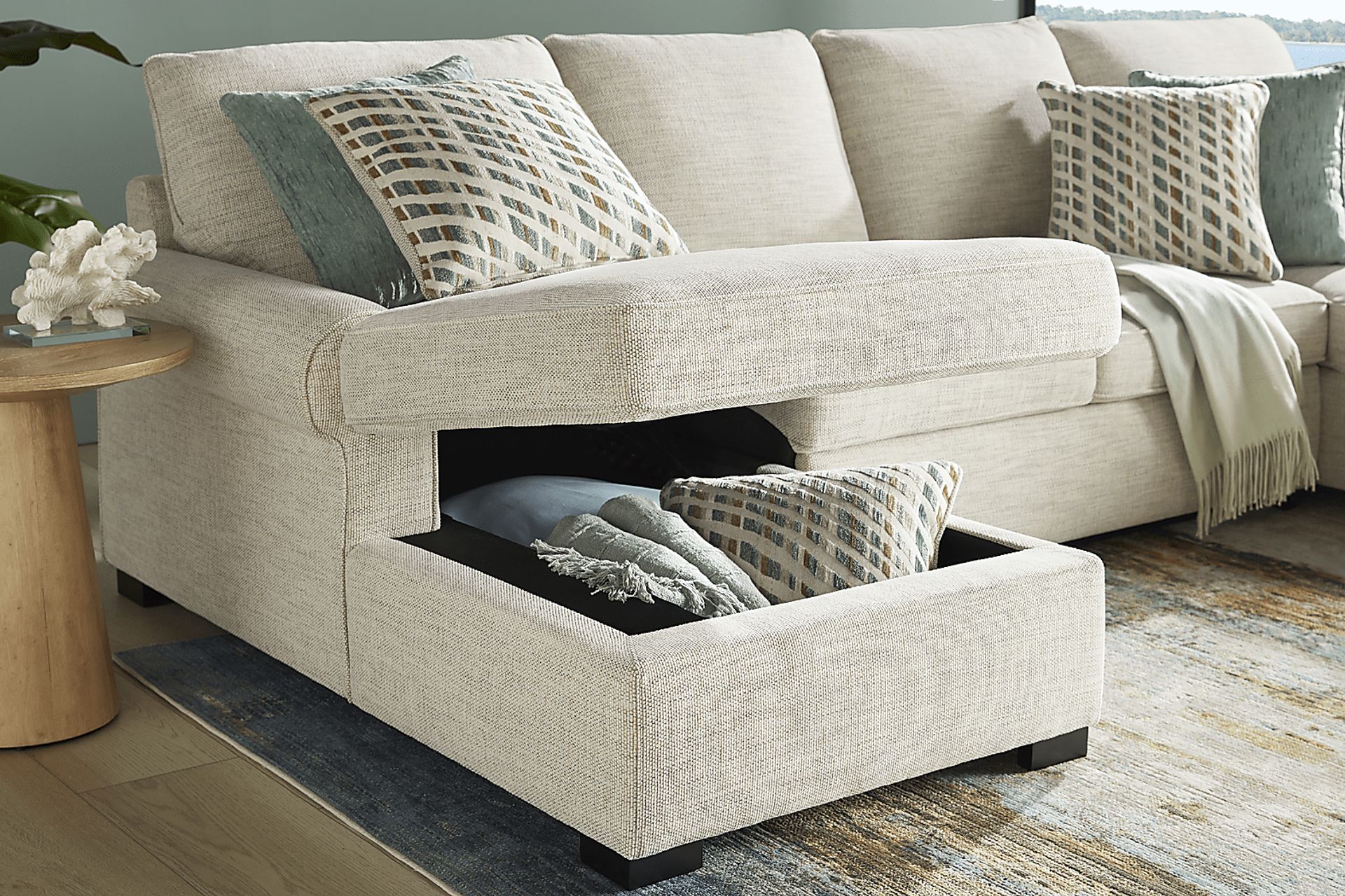 Rivera Cream 3 Pc Sleeper Sectional - Image 9