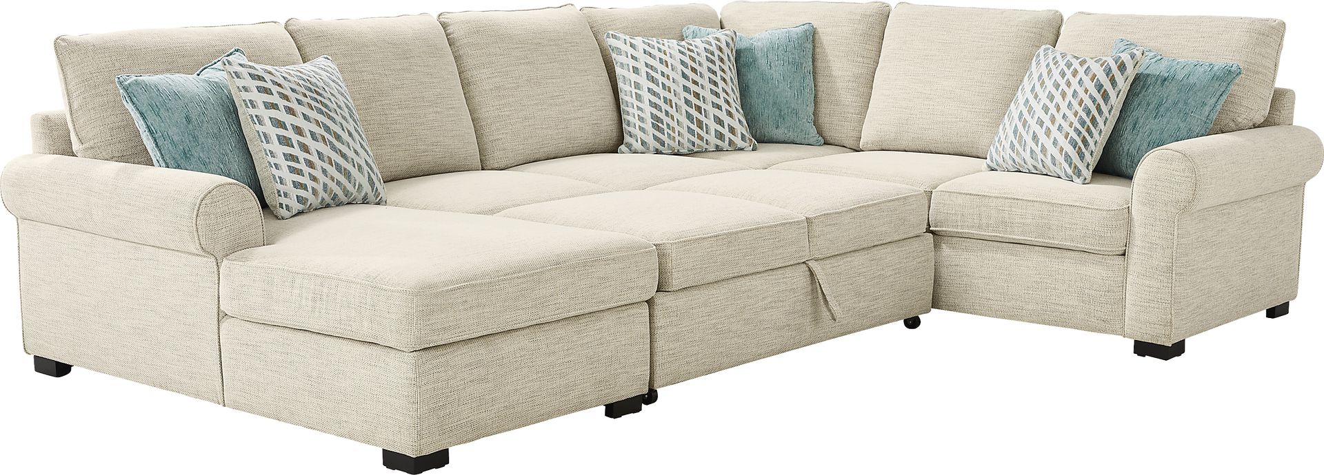 Rivera Cream 3 Pc Sleeper Sectional - Image 4