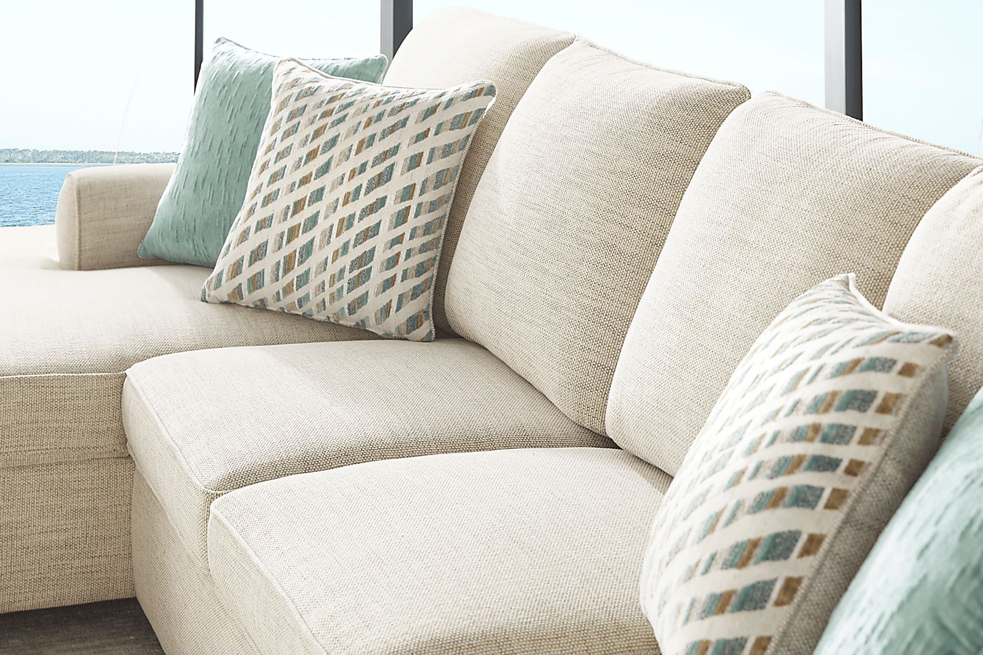 Rivera Cream 3 Pc Sleeper Sectional - Image 8