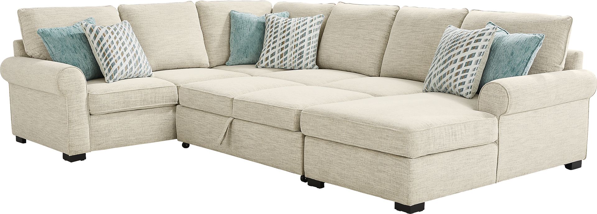 Rivera Cream 3 Pc Sleeper Sectional - Image 4