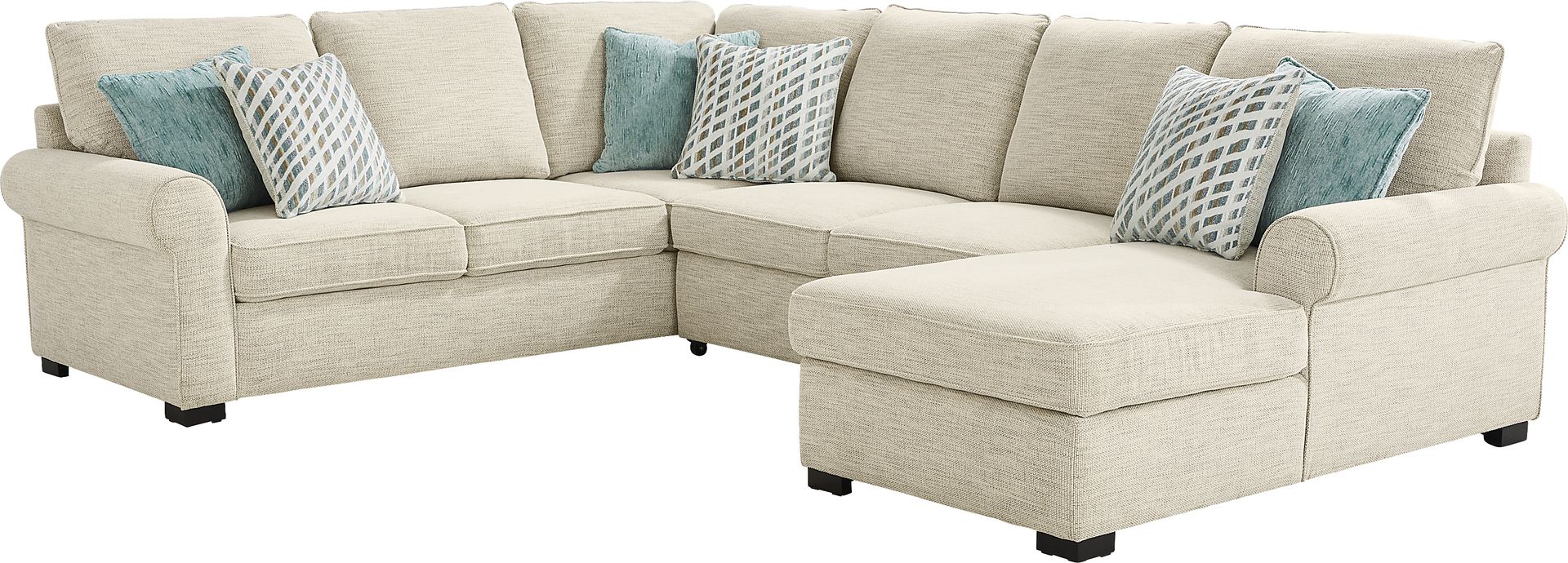 Rivera Cream 3 Pc Sleeper Sectional - Image 1