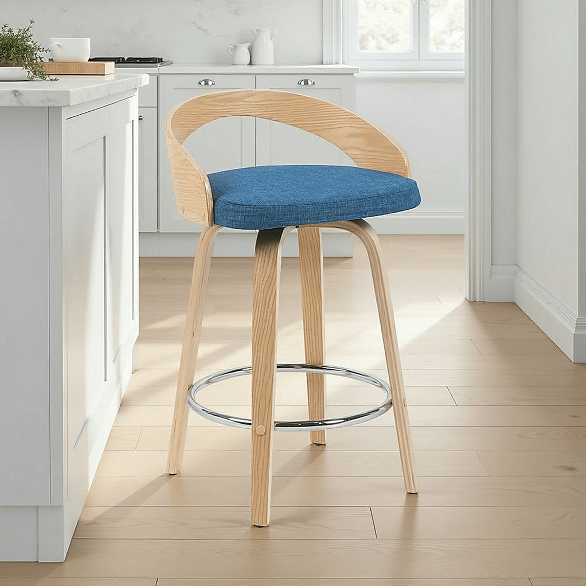 Riverair Blue Polyester Fabric Counter Height Stool | Rooms to Go