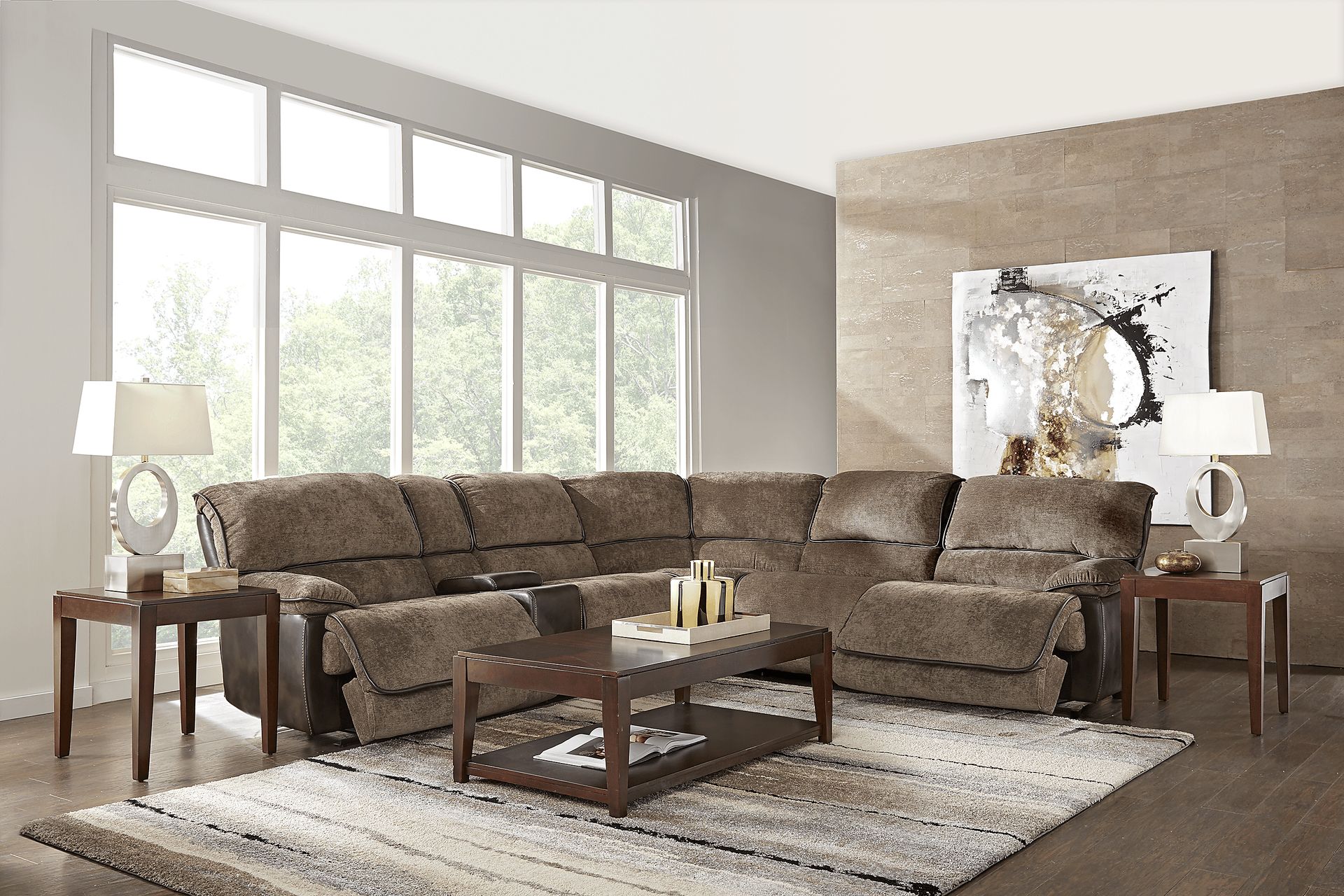 Riverbrook Coffee 6 Pc Reclining Sectional - Image 2