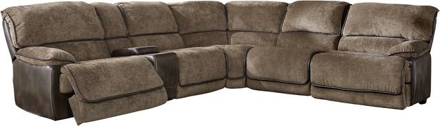 Riverbrook Coffee 6 Pc Reclining Sectional - Thumbnail - Image 1