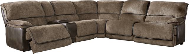 Riverbrook Coffee 6 Pc Reclining Sectional - Thumbnail - Image 1