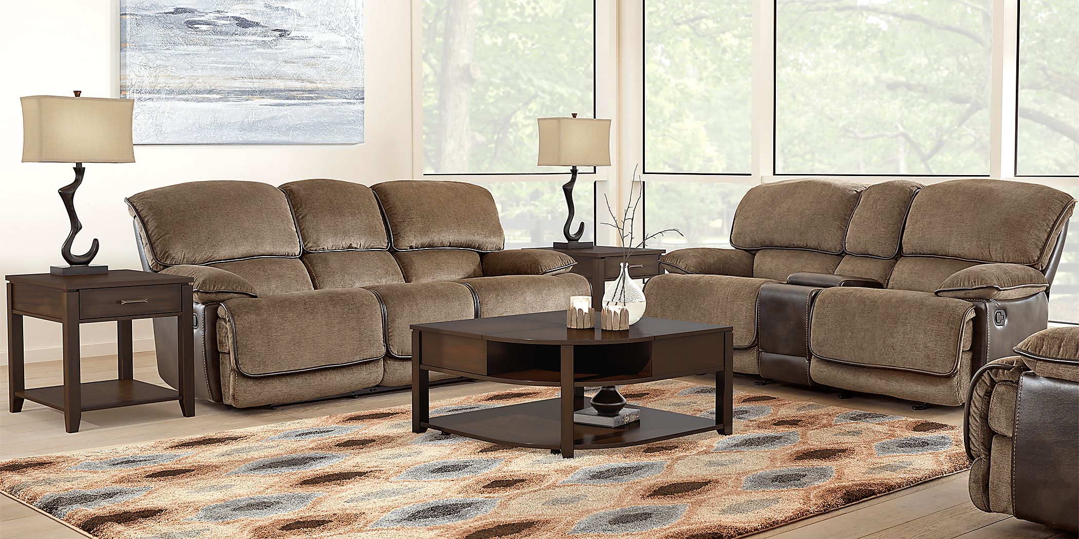 Riverbrook 7 Pc Coffee Brown Textured Manual Reclining Sectional
