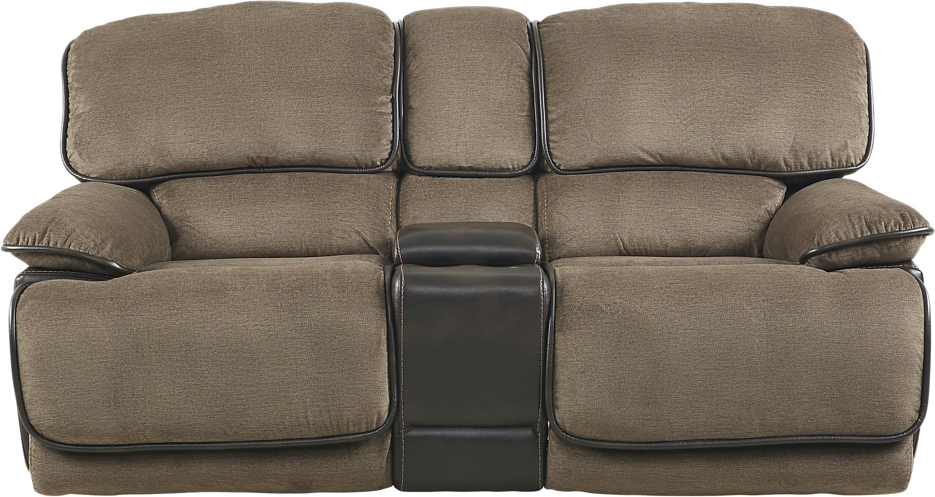 Riverbrook Coffee Reclining Glider Console Loveseat - Image 1