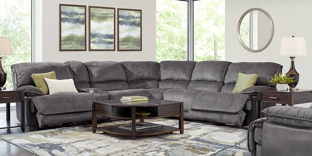 Riverbrook Gray 9 Pc Reclining Sectional Living Room - Thumbnail - Image 1