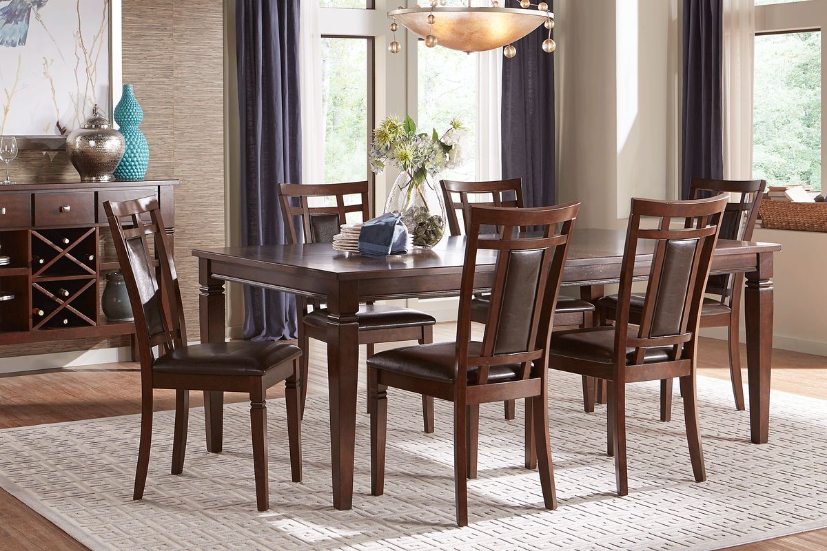 Riverdale 5 Pc Dark Cherry Wood Dining Room Set With Dining Table,  Upholstered Back Side Chair - Rooms To Go