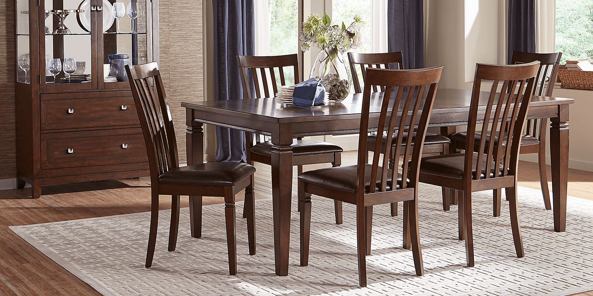 Riverdale Cherry 5 Pc Rectangle Dining Room with Slat Back Chairs