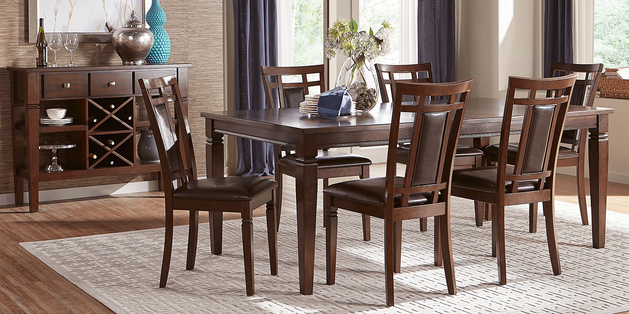 Riverdale 7 piece dining set with upholstered chairs hot sale