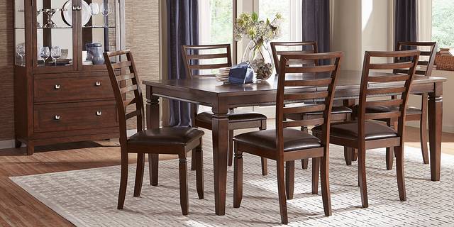 Riverdale Cherry 5 Pc Round Dining Room with Ladder Back Chairs - Thumbnail - Image 2