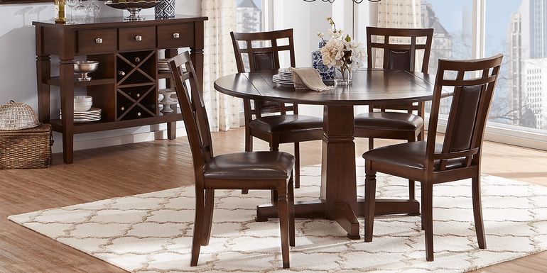 Riverdale Cherry 5 Pc Round Dining Room with Upholstered Back Chairs