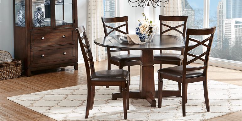 Riverdale Cherry 5 Pc Round Dining Room with X-Back Chairs