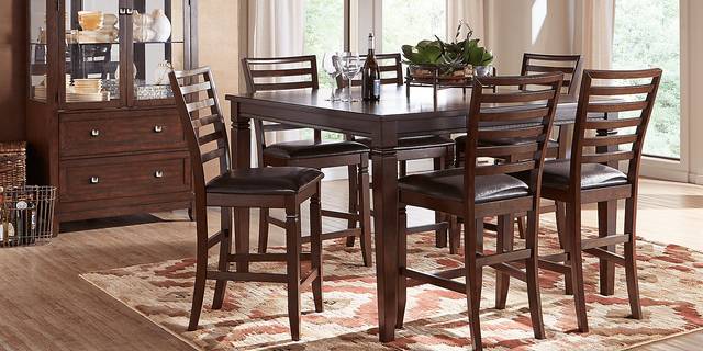 Riverdale Cherry 5 Pc Square Counter Height Dining Room with Ladder Back Stools - Thumbnail - Image 2