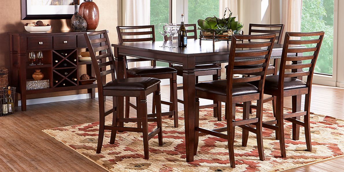 Riverdale Cherry 5 Pc Square Counter Height Dining Room with Ladder Back Stools