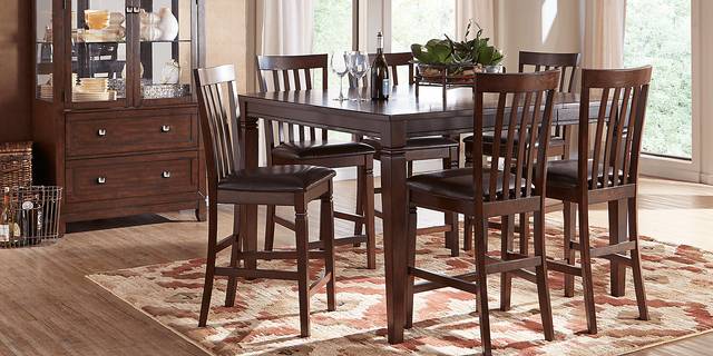 Riverdale Cherry 5 Pc Square Counter Height Dining Room with Slat Back Stools - Thumbnail - Image 2