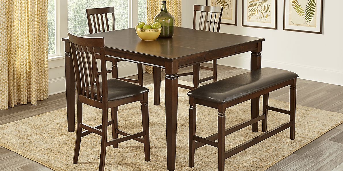 Riverdale 5 Pc Dark Cherry Wood Dining Room Set With Dining Table,  Upholstered Back Side Chair - Rooms To Go