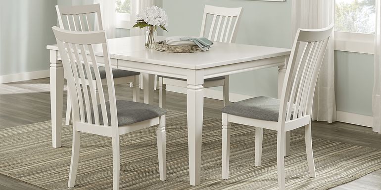 Riverdale White 5 Pc Rectangle Dining Room with Slat Back Chairs
