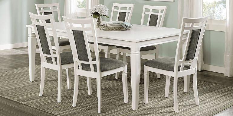 Riverdale White 5 Pc Rectangle Dining Room with Upholstered Back Chairs