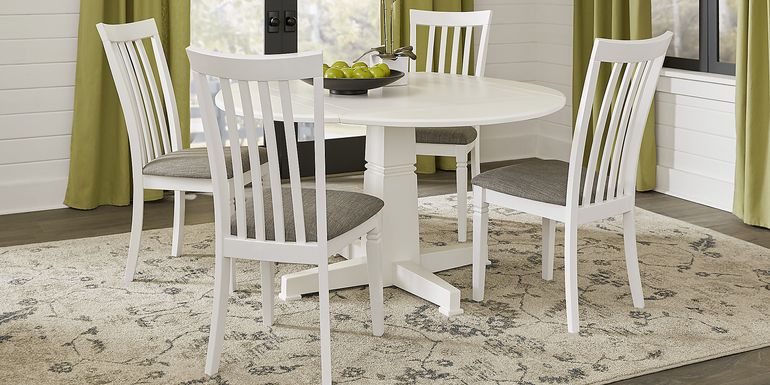 Riverdale White 5 Pc Round Dining Room with Slat Back Chairs
