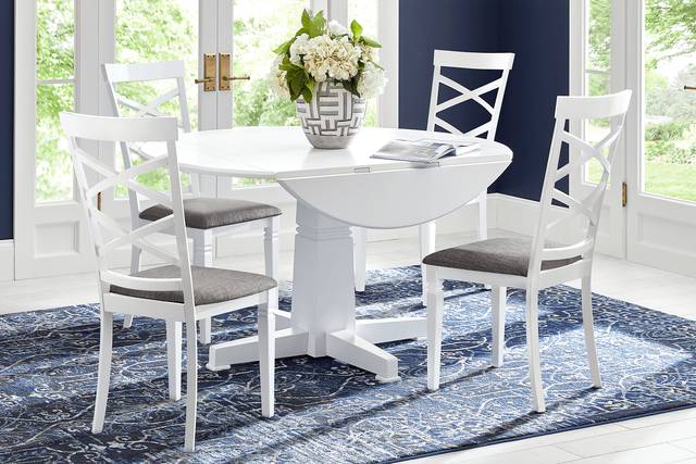 Riverdale White 5 Pc Round Dining Room with X-Back Chairs - Thumbnail - Image 1