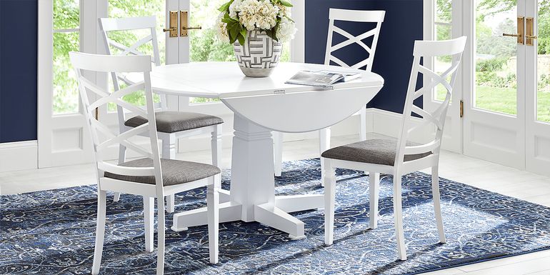 Riverdale White 5 Pc Round Dining Room with X-Back Chairs