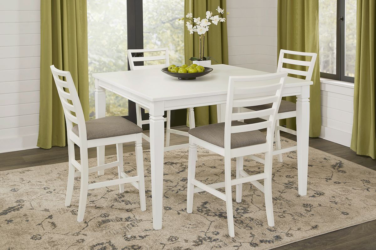 Riverdale 5 Pc White Colors White Dining Room Set With Counter