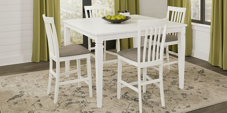 Riverdale White 5 Pc Square Counter Height Dining Room with Slat Back Stools