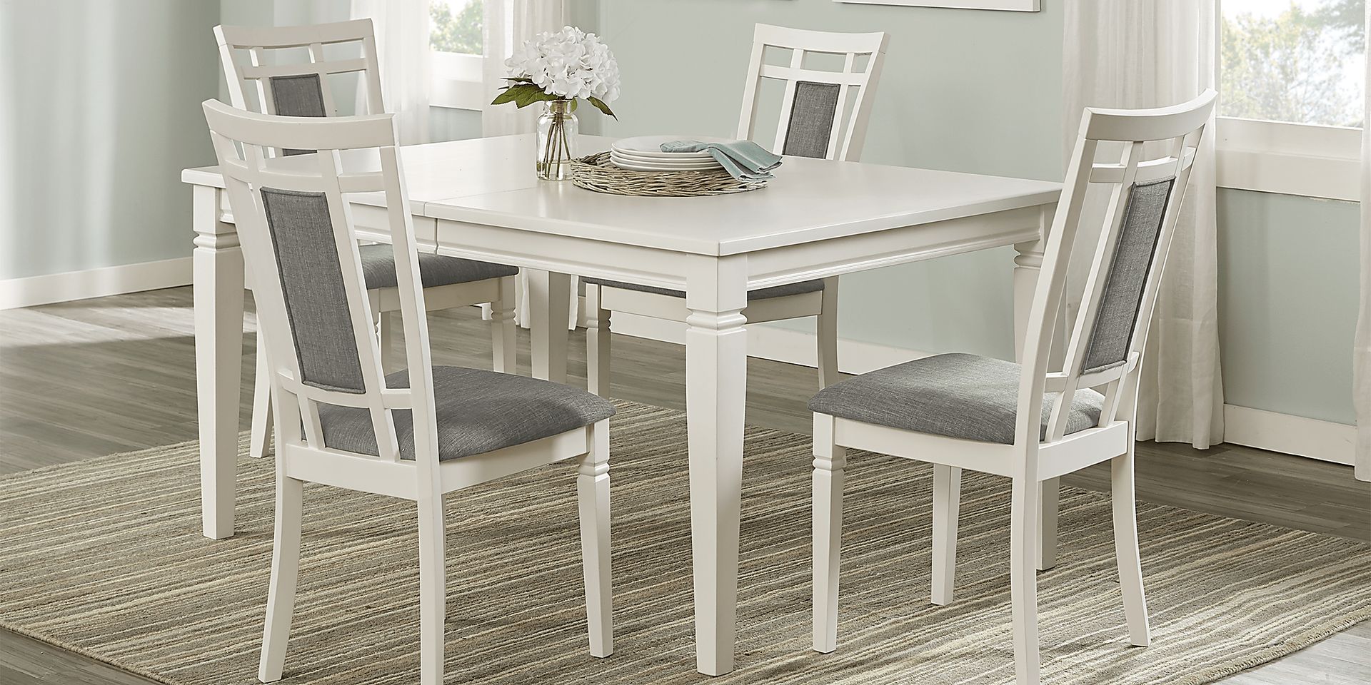 Riverdale White 7 Pc Rectangle Dining Room with Upholstered Back Chairs - Image 1