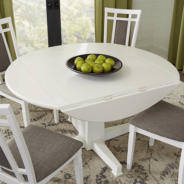 Riverdale White 5 Pc Round Dining Room with Ladder Back Chairs - Thumbnail - Image 4