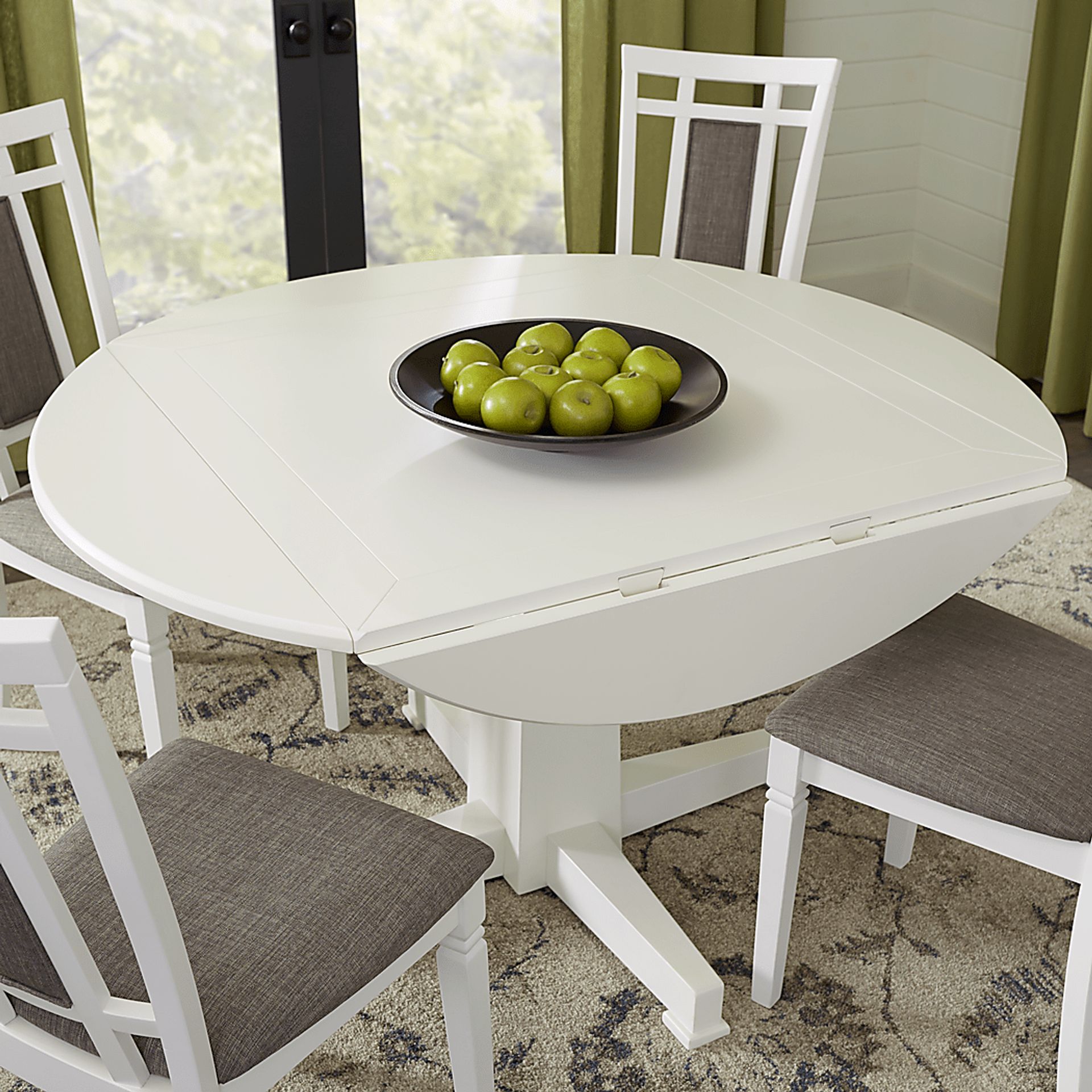 Riverdale White 5 Pc Round Dining Room with Upholstered Back Chairs - Image 4