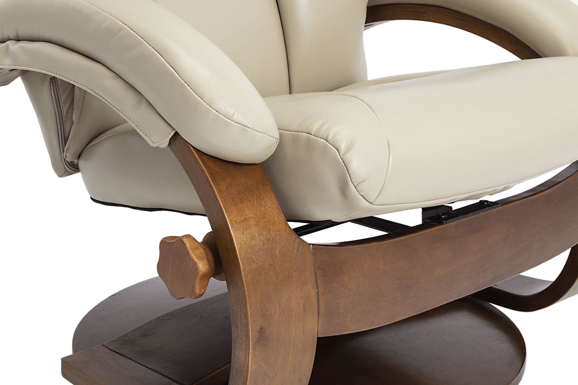Roband Beige Recliner and Ottoman - Image 3