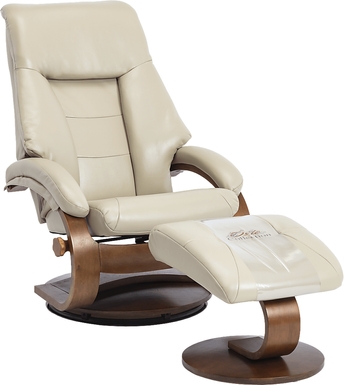 Roband Beige Recliner and Ottoman