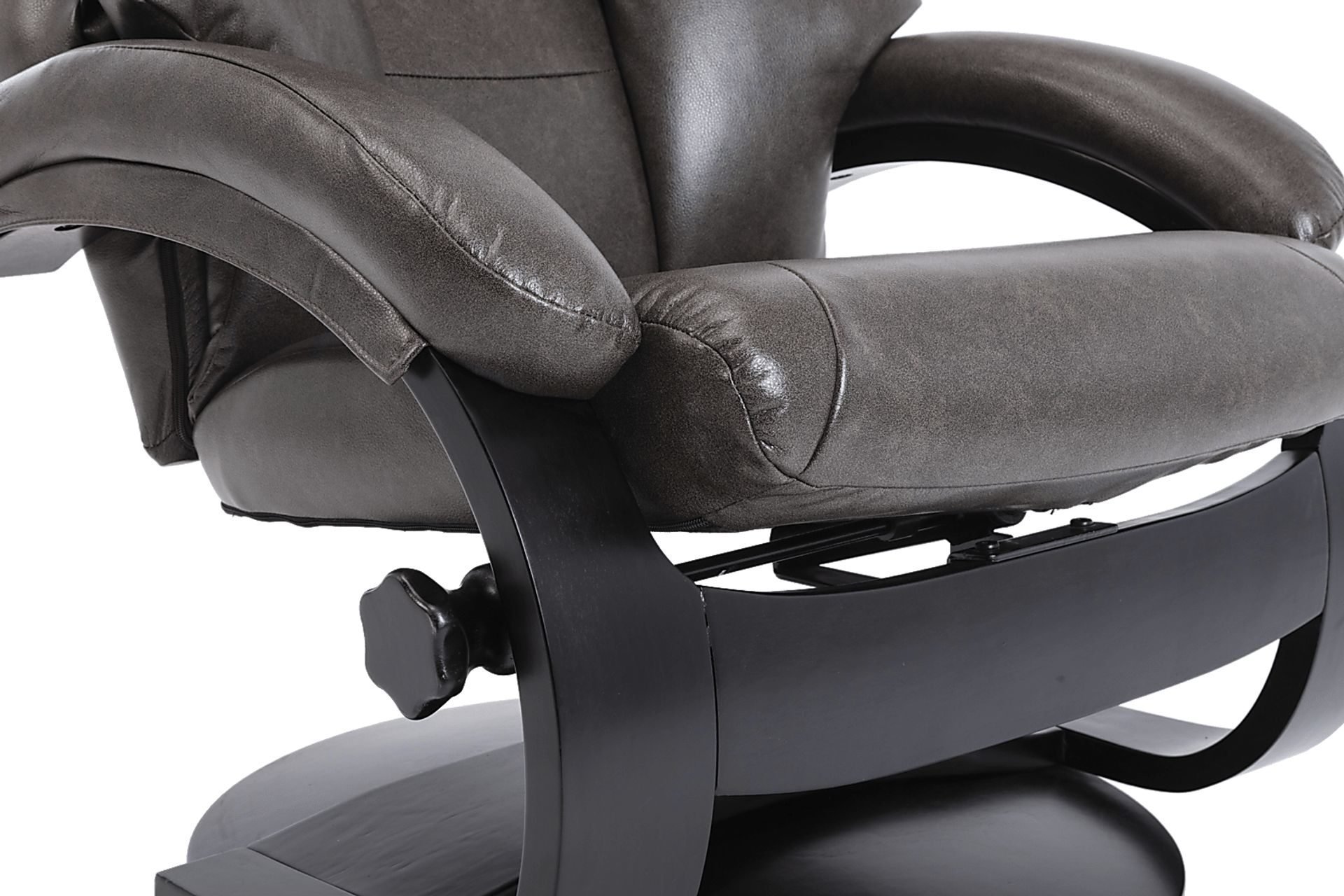Roband Black Recliner and Ottoman - Image 3