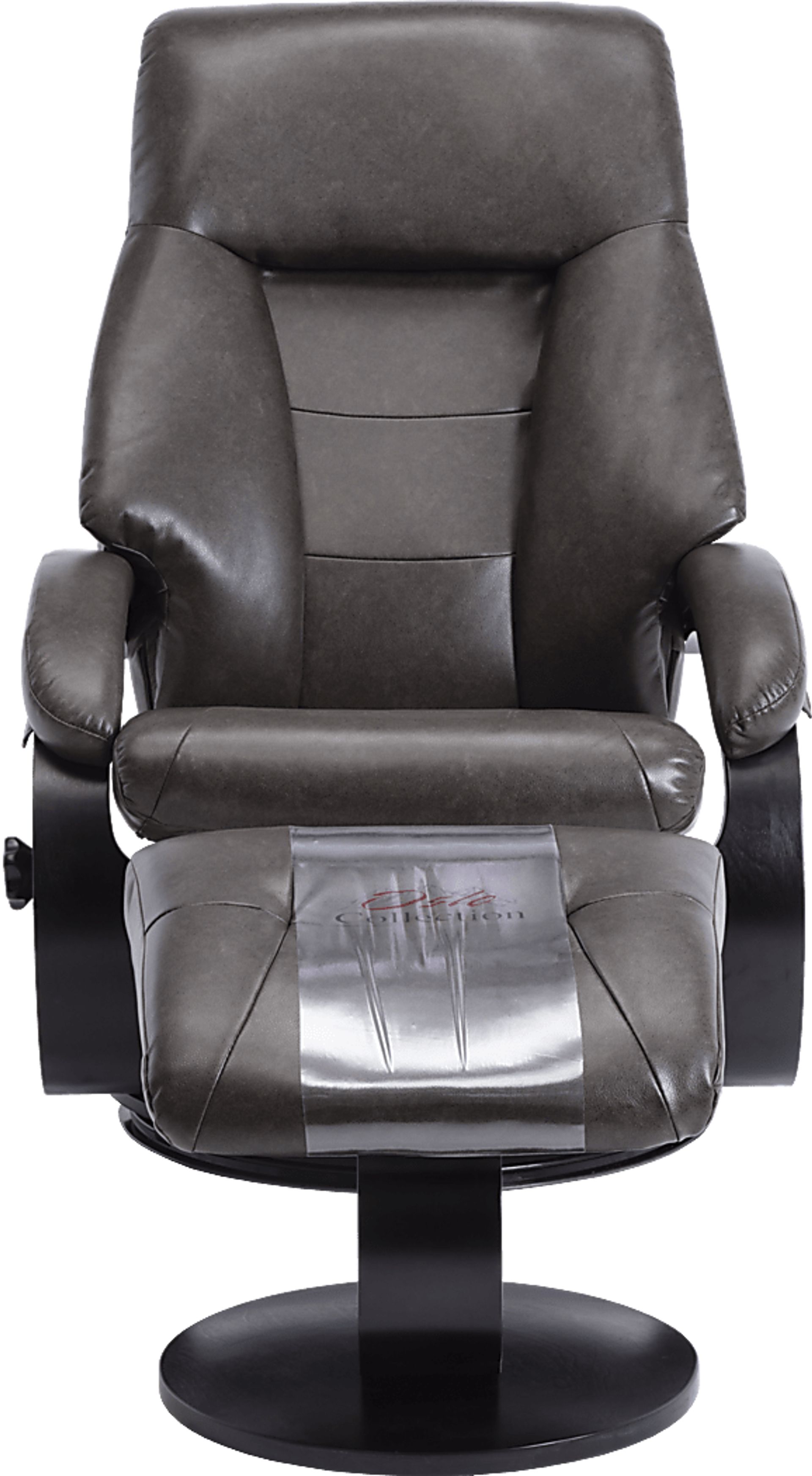 Roband Black Recliner and Ottoman - Image 4