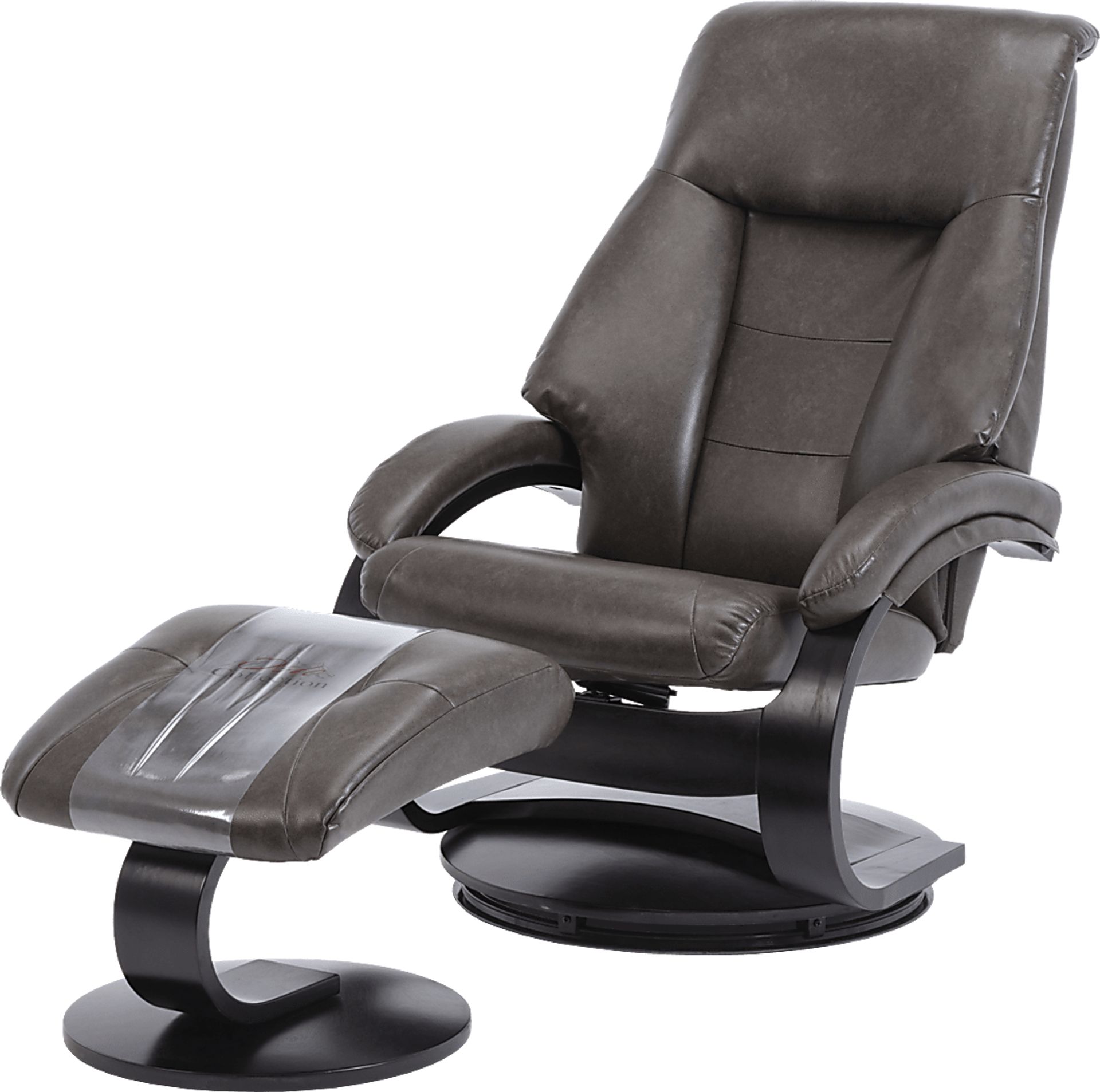 Roband Black Recliner and Ottoman - Image 5