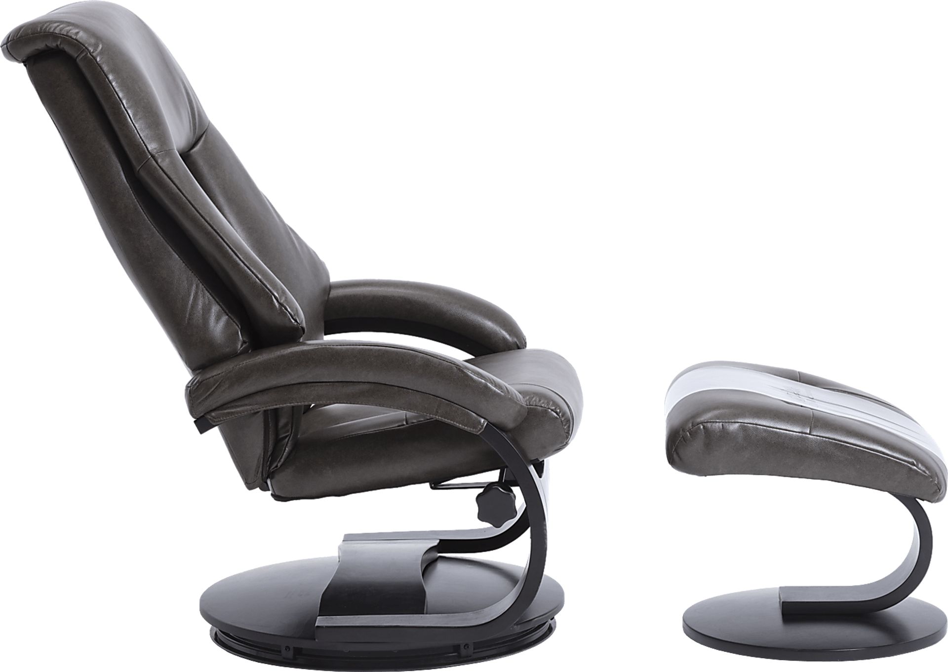 Roband Black Recliner and Ottoman - Image 7