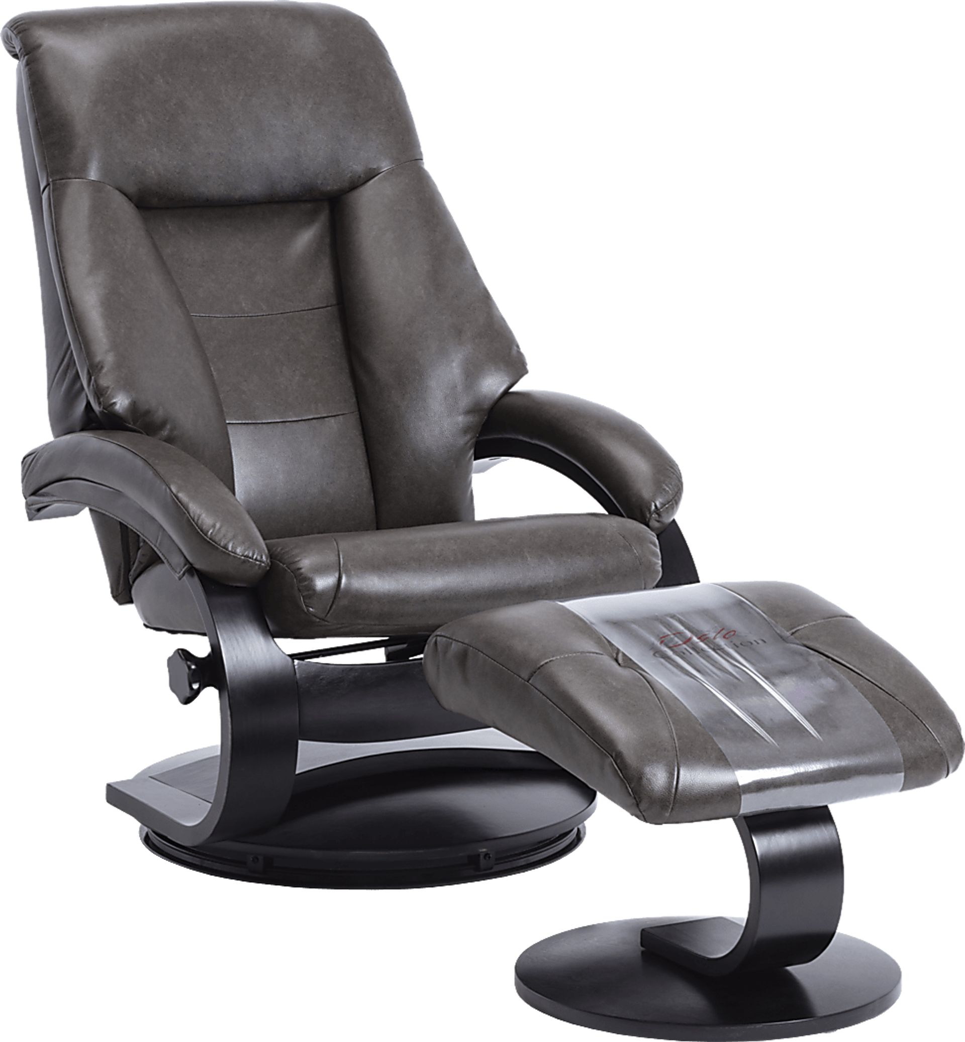 Roband Black Recliner and Ottoman - Image 1