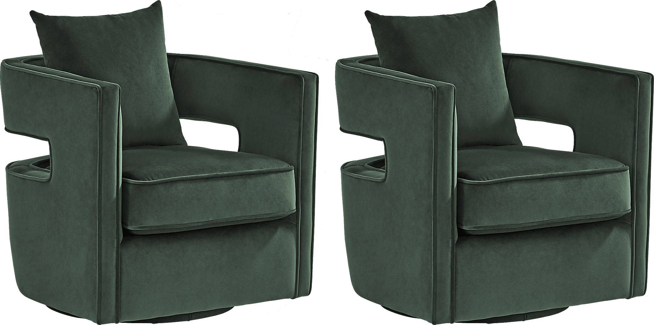 Rockaway Point 2 Pc Green Velvet Plush Swivel Accent Chair | Rooms