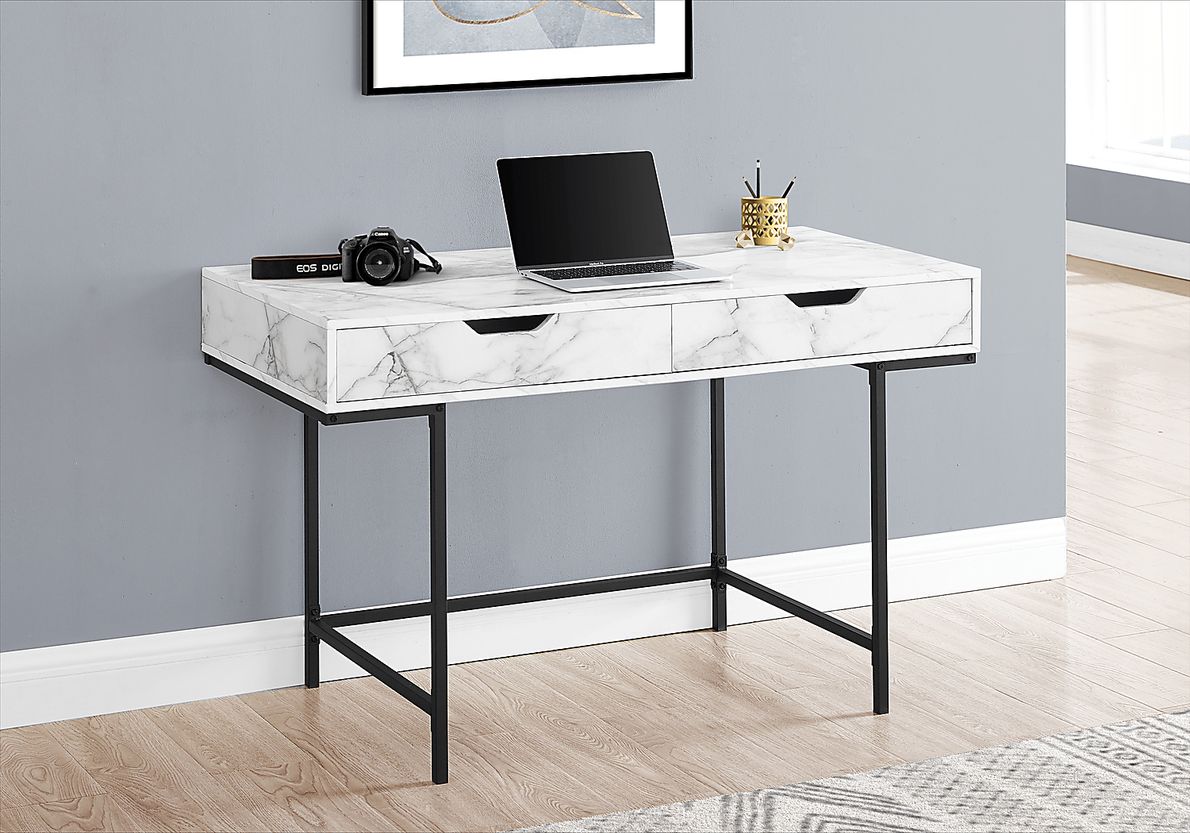 Rockmart White Marble Desk Rooms To Go
