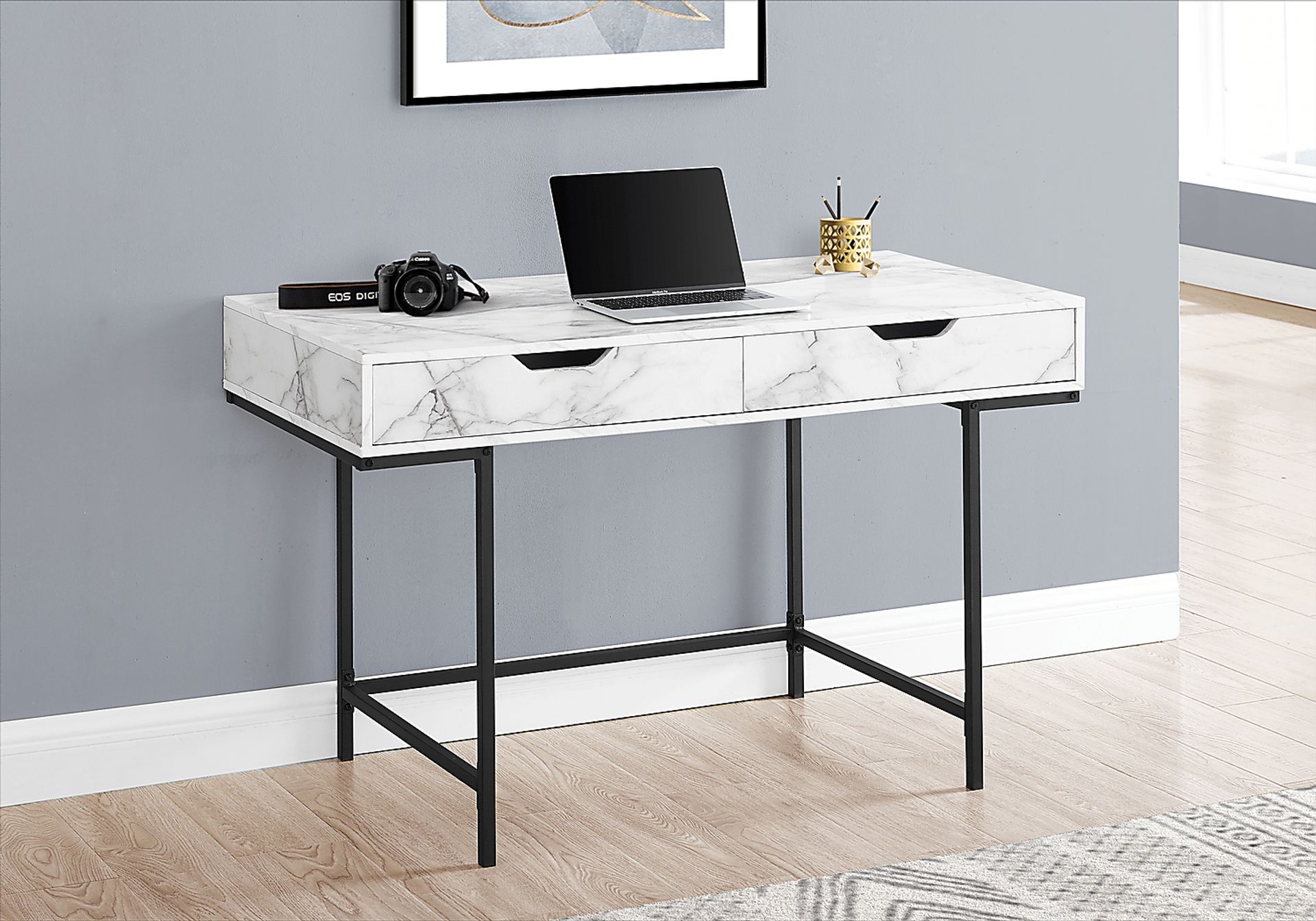 Rockmart White Marble Desk - Image 2