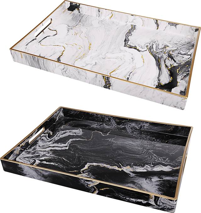 Rockpon Black/White Tray, Set of 2 - Thumbnail - Image 1