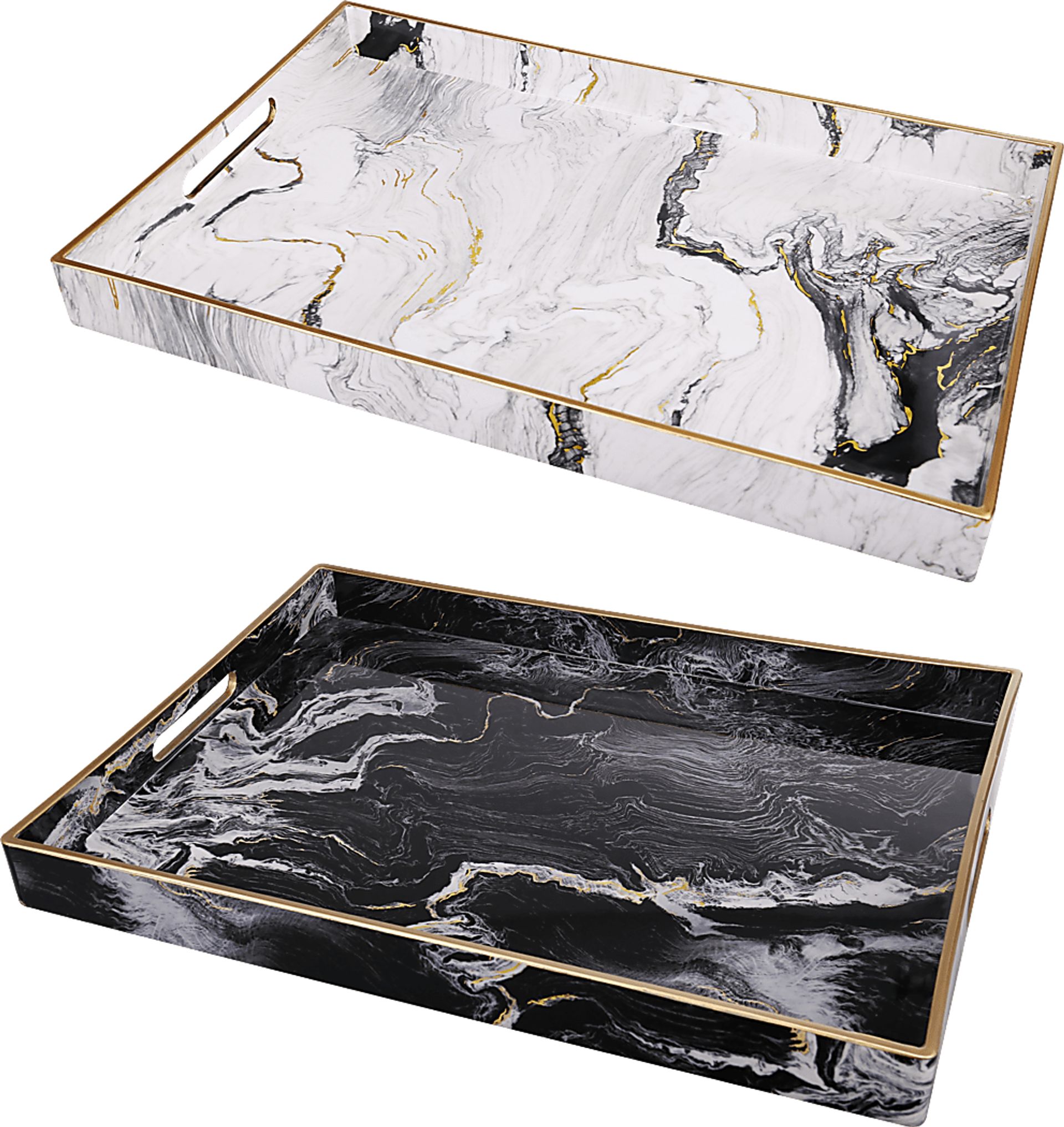 Rockpon Black/White Tray, Set of 2 - Image 1