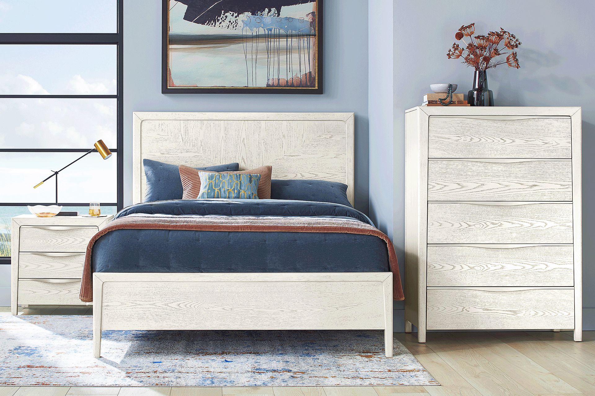 Rockport White 5 Pc King Panel Bedroom - Image 1