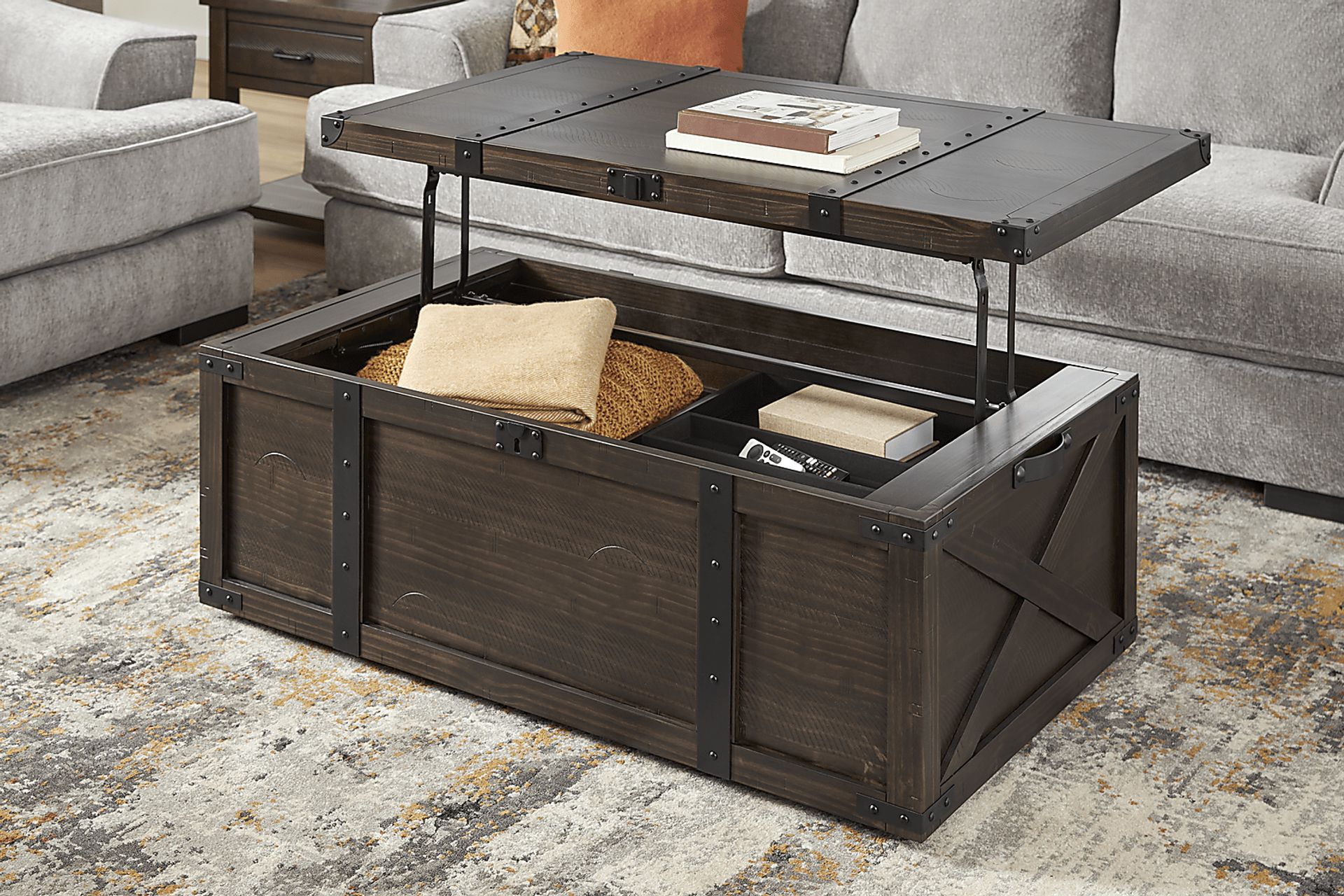 Rocky Creek Brown Storage Cocktail Table - Image 4